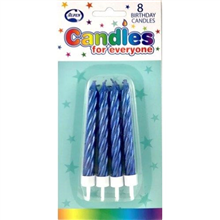 Candles Jumbo Metallic Blue WHolder 8Pk 431153