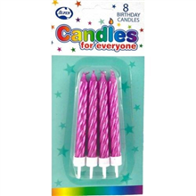 Candles Jumbo Metallic Pink WHolder 8Pk 431154