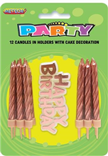 Candles With Cake Decoration Rose Gold 12 Pack