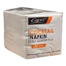 Capri Cocktail Napkin 2 Ply White 250 Packet