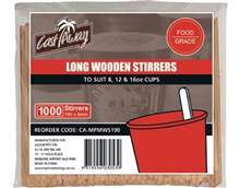 Castaway Wooden Long Stirrers 190mm 1000Pack