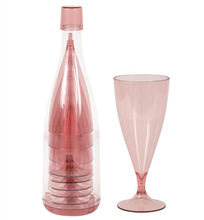 Champagne Glass Plastic PinkGold 5Pk