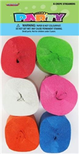 Crepe Streamer Assorted 12M 6 Pack