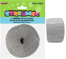 Crepe Streamer Metallic Silver 24M