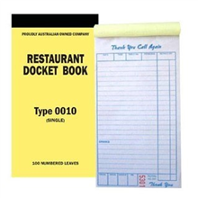 Docket Book 0010 Restaurant Single Copy Large 100 Sheet