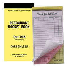 Docket Book 008 Restaurant Triplicate Medium 50 Sheets