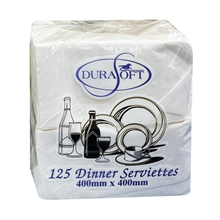 Durasoft Napkin Dinner White 2Ply 125Pk