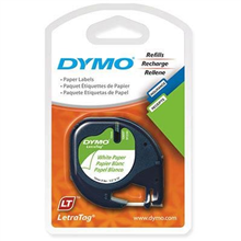 Dymo Letratag Labels Plastic White 12mmx4m 2 Pack