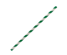 ECOWARE PAPER STRAW GREEN STRIPE REGULAR 250PK