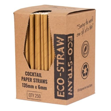 Eco Straw Cocktail Paper 3PLY Kraft 250PK