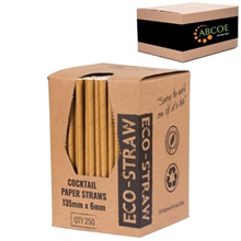 Eco Straw Cocktail Paper 3PLY Kraft 2500CTN