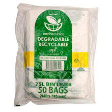 Envirochoice Bin Liner 75L Clear 50 Pack