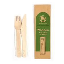 Envirochoice Wooden Cutlery Combo Knife Fork  Napkin 100Pk 4Ctn