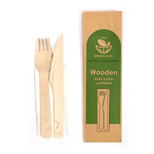 Envirochoice Wooden Cutlery Combo Knife Fork  Napkin 100Pk