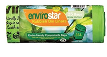 Envirostar Garbage Bag Compost Green 36L 25Roll