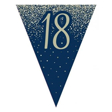 Flag Bunting Glitter Navy 18th