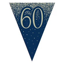 Flag Bunting Glitter Navy 60th