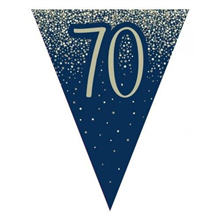 Flag Bunting Glitter Navy 70th