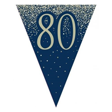Flag Bunting Glitter Navy 80th