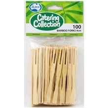 Forks Cocktail Bamboo 100 Pack