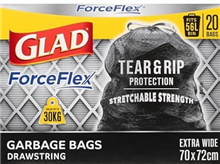 Glad Garbage Bags Drawstring 56L 20PK