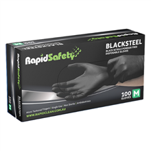 Gloves Nitrile Powder Free Black Medium 100PK