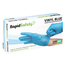 Gloves Vinyl Powder Free Medium Blue 100PK