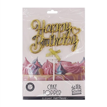 Gold Happy Birthday Cake Topper