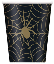 Halloween Blk  Gold Spider Cup 9oz 8pk