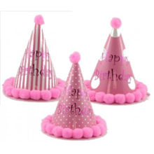 Hat Happy Bday Pom Pom Pink