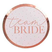 Hen Party Rose Gold Team Bride  Blush Paper Plate 