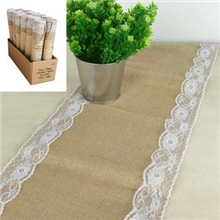 Hessian Table Runner With White Lace 2M
