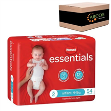 Huggies Essentials Nappies Infant 54PK 48kg 4CTN Size 2
