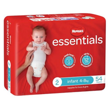 Huggies Essentials Nappies Infant 54PK 48kg Size 2