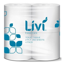 Livi Toilet Tissue Essentials 2PLY 250SH 4PK 1008E