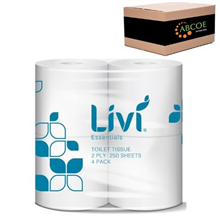 Livi Toilet Tissue Essentials 2PLY 250SH 4PK 12CTN 1008E