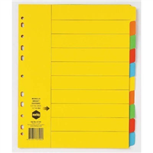 MARBIG EXTRA WIDE DIVIDERS A4 10 TAB MANILLA BRIGHT