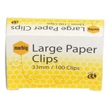 MARBIG PAPER CLIPS LARGE ROUND 33MM BOX 100