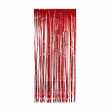 Metallic Foil Curtain Apple Red