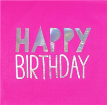 Neon Pink Lunch Napkins 2Ply 16 Pack