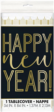 New Years Tablecover Rect Black  Gold