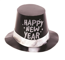New Years Top Hat Black Glitter