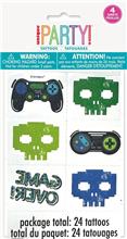 Novelty Gamer Tattoos 24pk