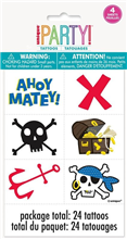 Novelty Pirate Tattoos 24pk