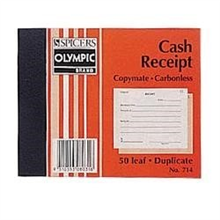 OLYMPIC 714 RECEIPT BOOK CARBONLESS DUPLICATE 125 X 100MM 50 LEAF