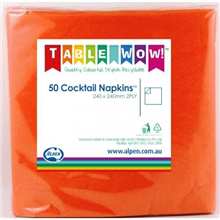 Orange Napkin Cocktail 24X24cm 50 Pack
