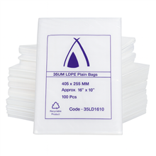 Poly Bag 16x10 405x255mm 35UM 100 Pack