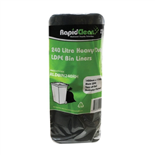 Rapid Clean Garbage Bag 240L Heavy Duty Black 25Roll