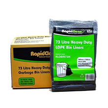 Rapid Clean Garbage Bag 73L Heavy Duty Black 25PK
