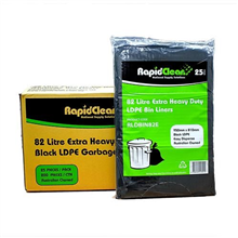 Rapid Clean Garbage Bag 82L Extra Heavy Duty Black 25PK